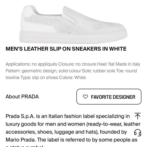 Prada Men's Leather White Slip On with Geometric Design Sneaker Men's Size 9.5 - Picture 10 of 14